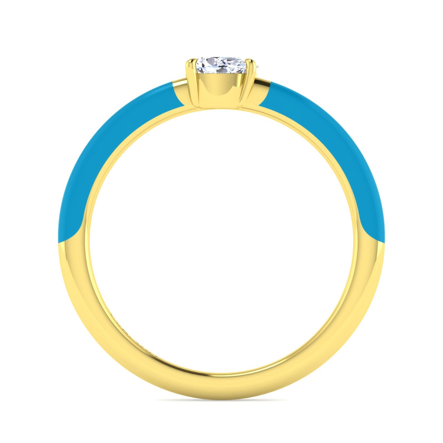 BLUE AQUA ENAMEL & PEAR SHAPE DIAMOND RING