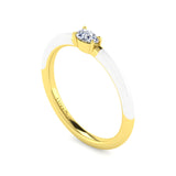 DIAMOND PEAR SHAPE & WHITE ENAMEL RING
